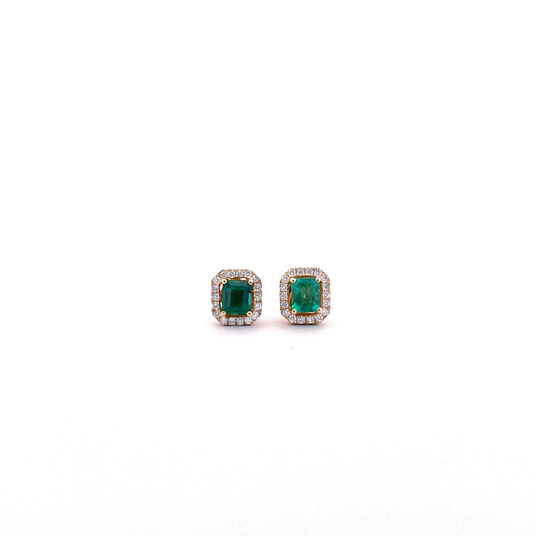 Aretes de esmeralda rectangular con jacket de diamantes