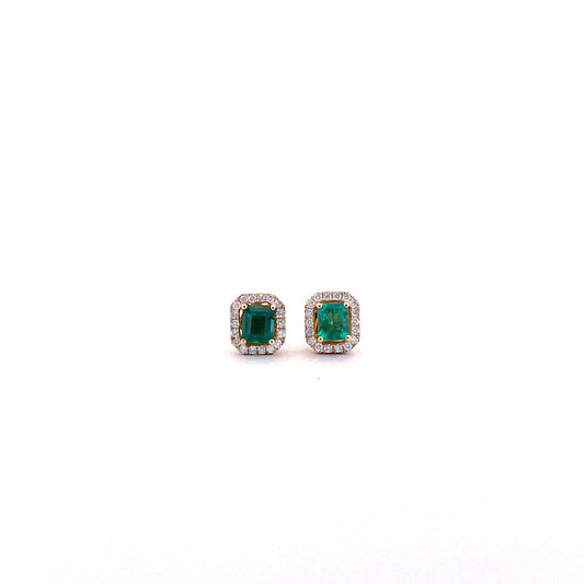 Aretes de esmeralda rectangular con jacket de diamantes