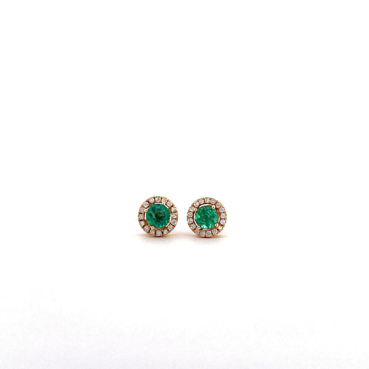 Aretes de esmeralda redondos con jacket diamantes