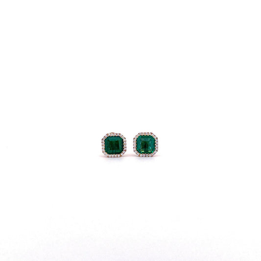Aretes de esmeralda cuadrada con jacket de diamantes