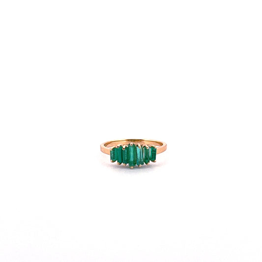 Anillo de esmeralda estructural con oro amarillo