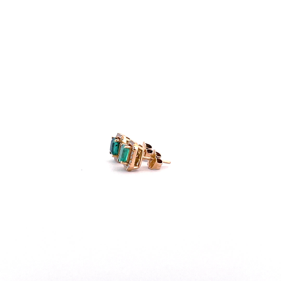 Aretes de esmeralda rectangular con jacket de diamantes