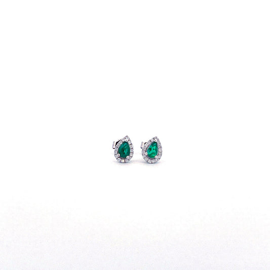 Aretes de esmeralda de pera con diamantes