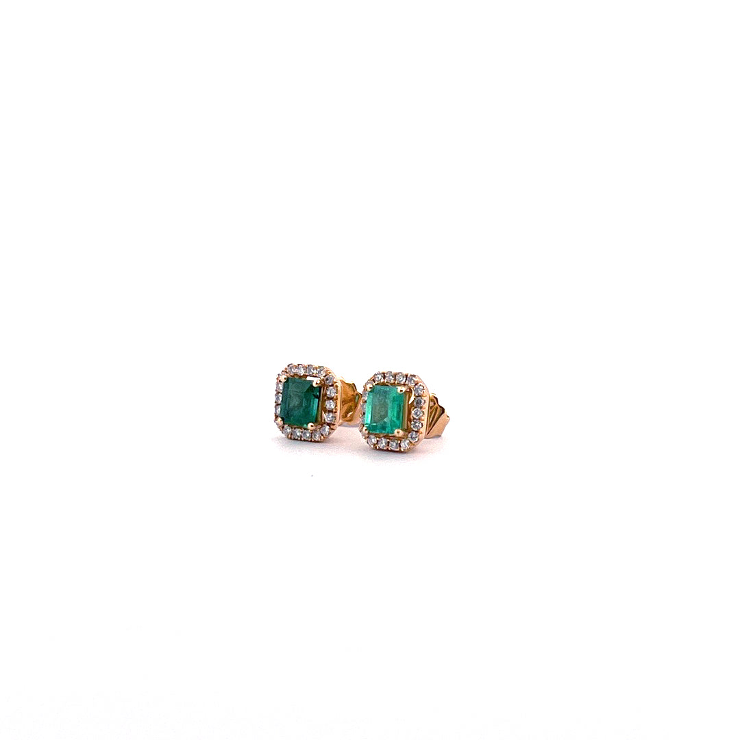 Aretes de esmeralda rectangular con jacket de diamantes