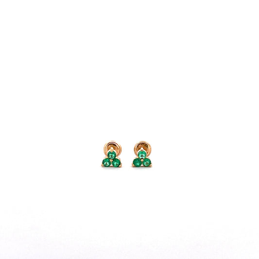 Aretes de esmeralda trébol con oro amarillo